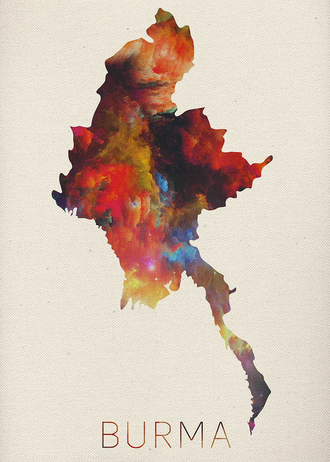 Burma Watercolor Map