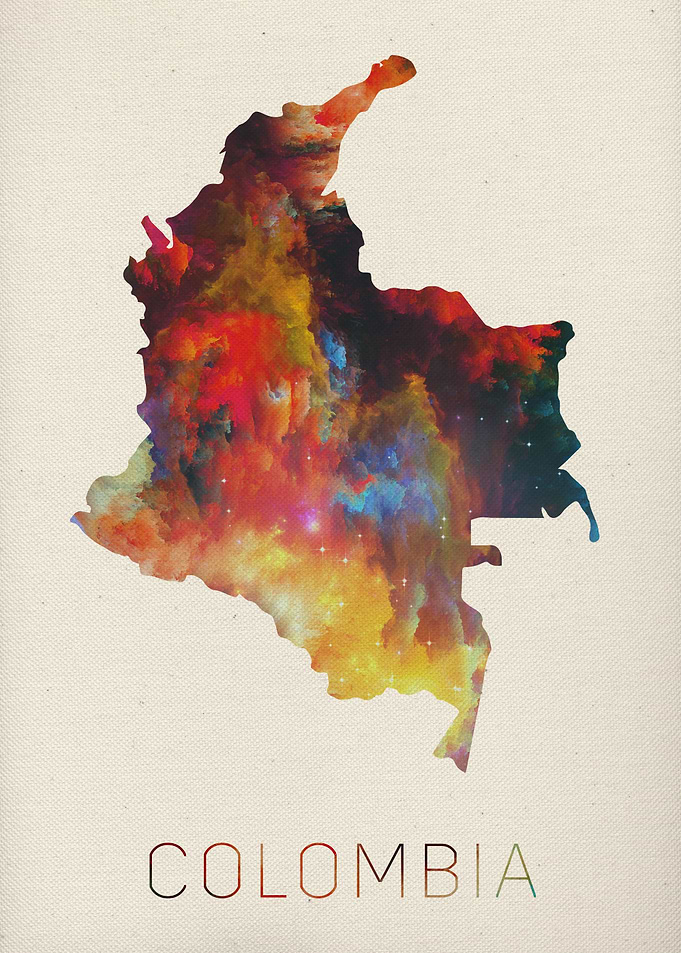 Colombia Watercolor Map