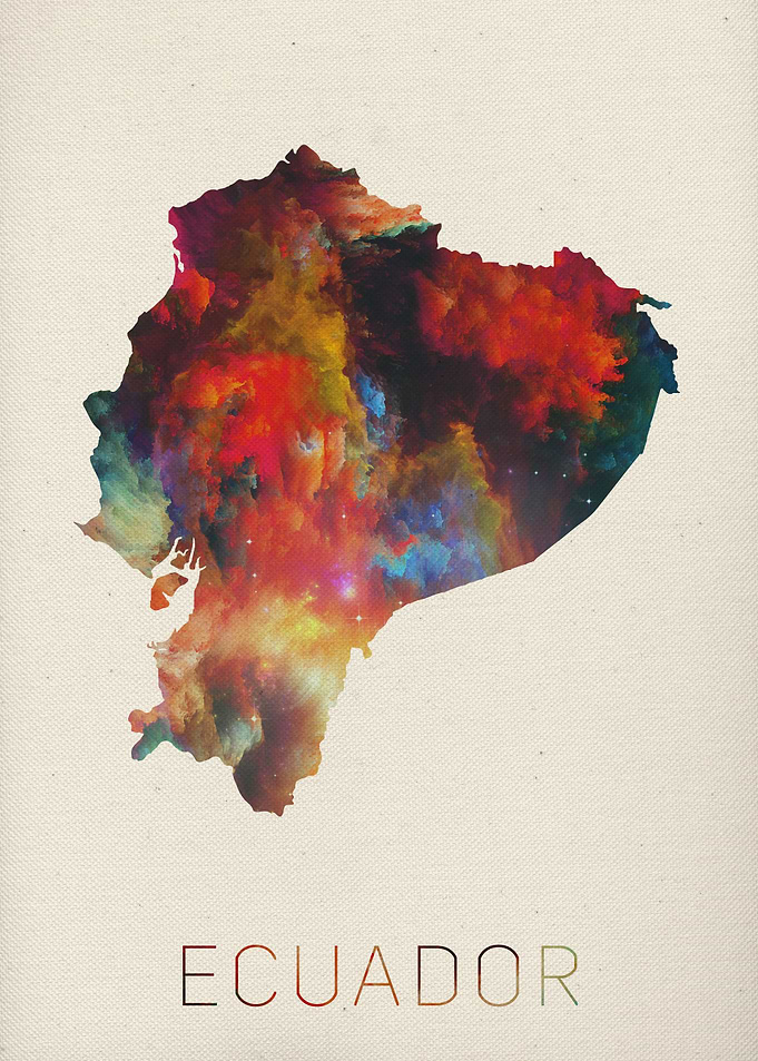 Ecuador Watercolor Map