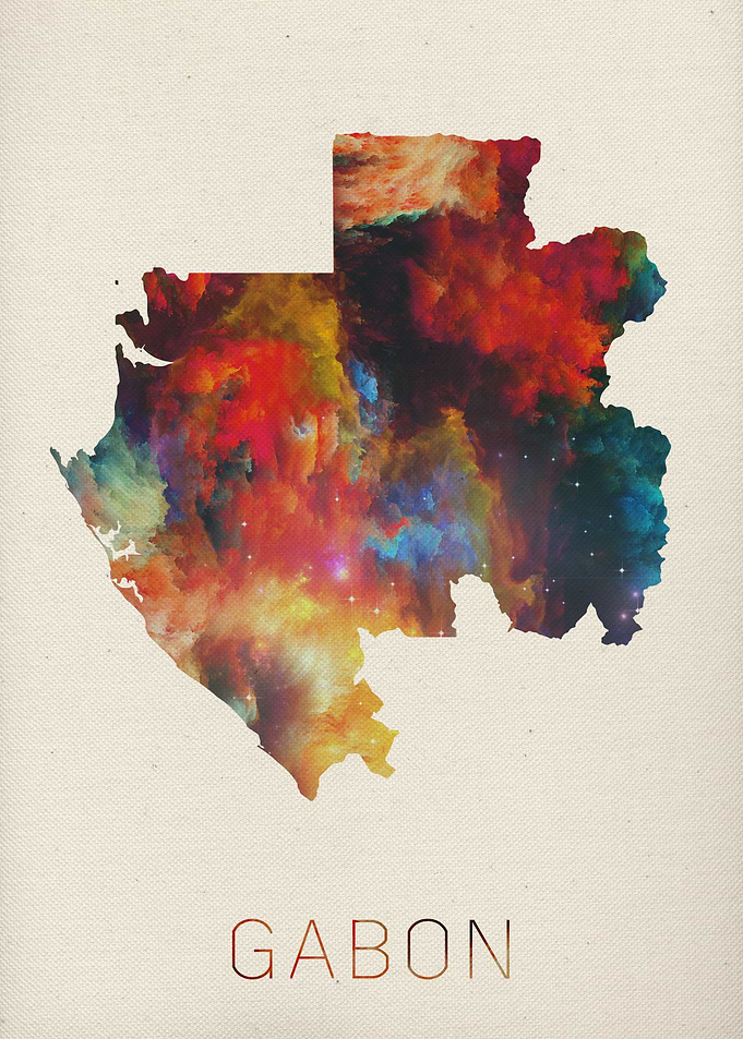 Gabon Watercolor Map