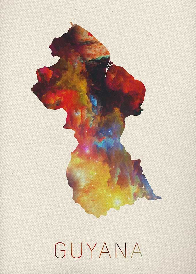 Guyana Watercolor Map