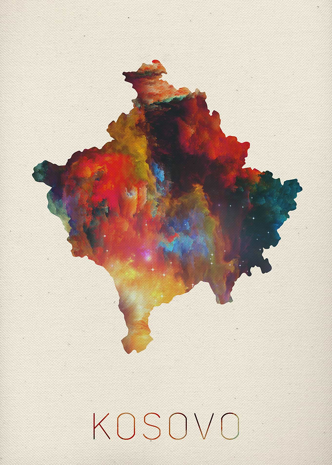 Kosovo Watercolor Map