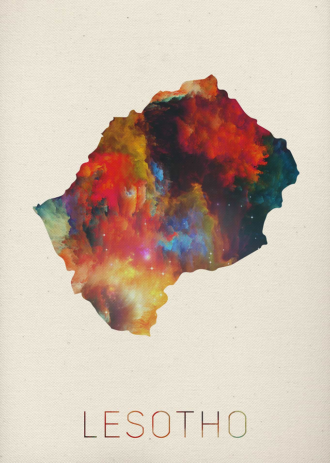Lesotho Watercolor Map