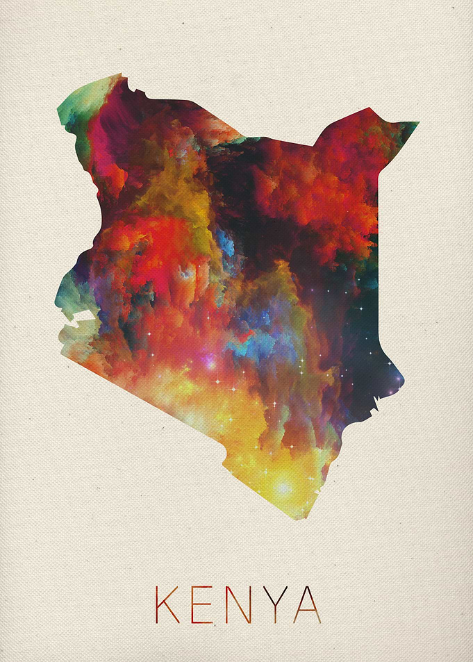 Kenya Watercolor Map