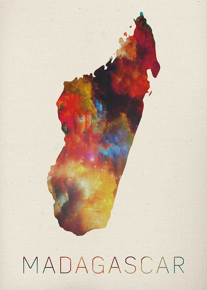 Madagascar Watercolor Map