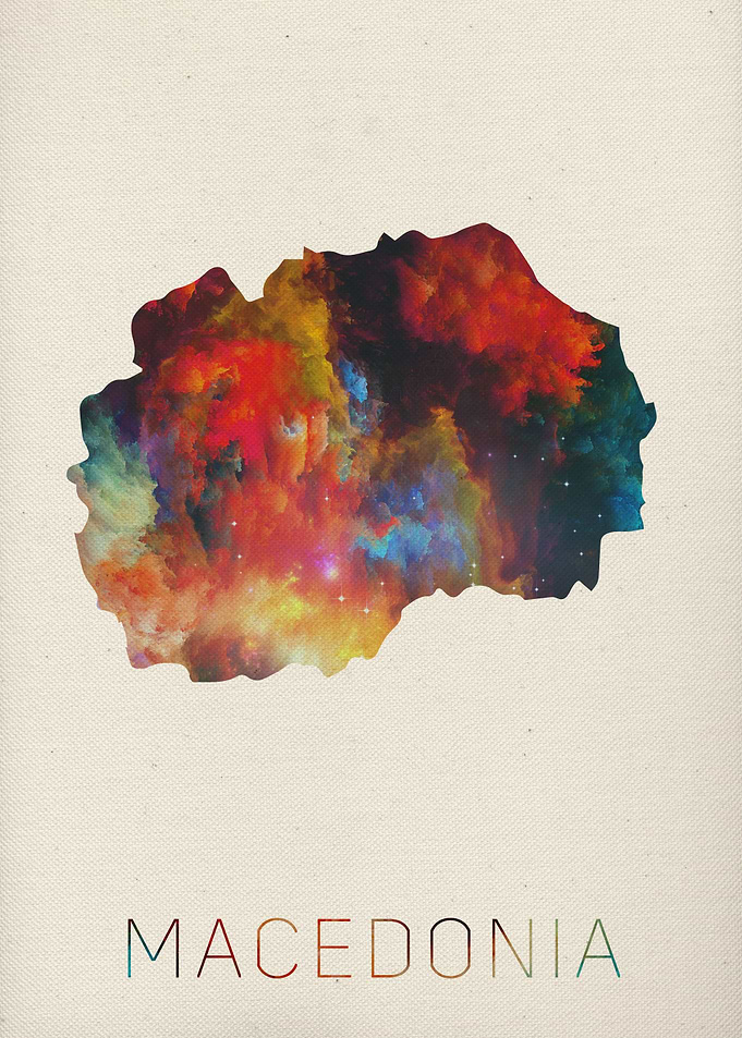 Macedonia Watercolor Map