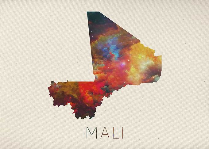 Mali Watercolor Map