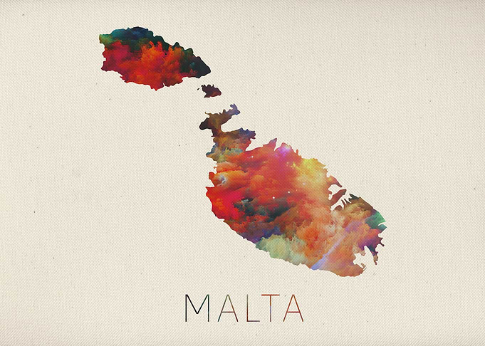 Malta Watercolor Map