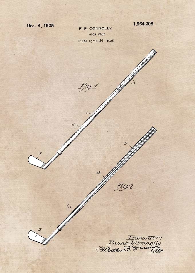 patent art Connolly Golf Club 1925
