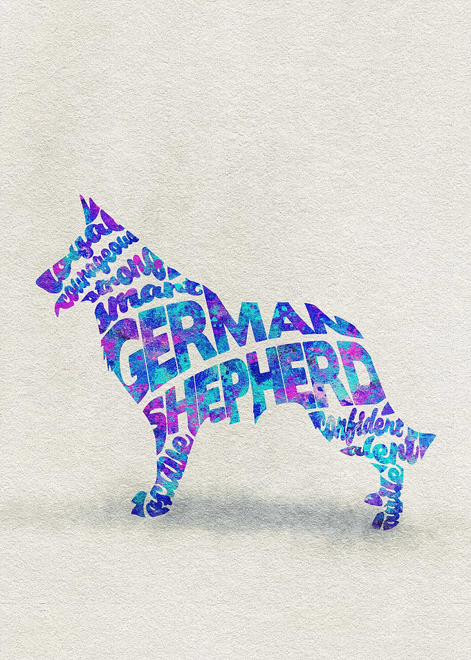 German Shepherd Dog Typographic Painting