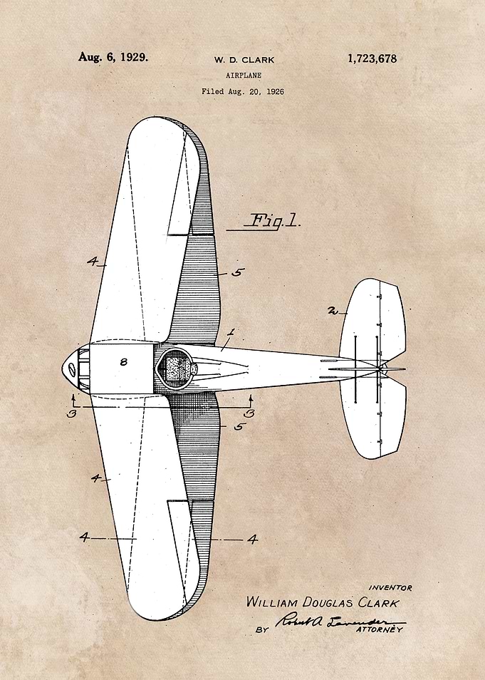 patent art Clark Airplane 1929