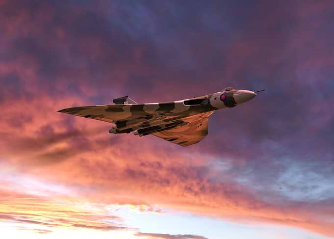 Avro Vulcan Bomber XH558 sunset