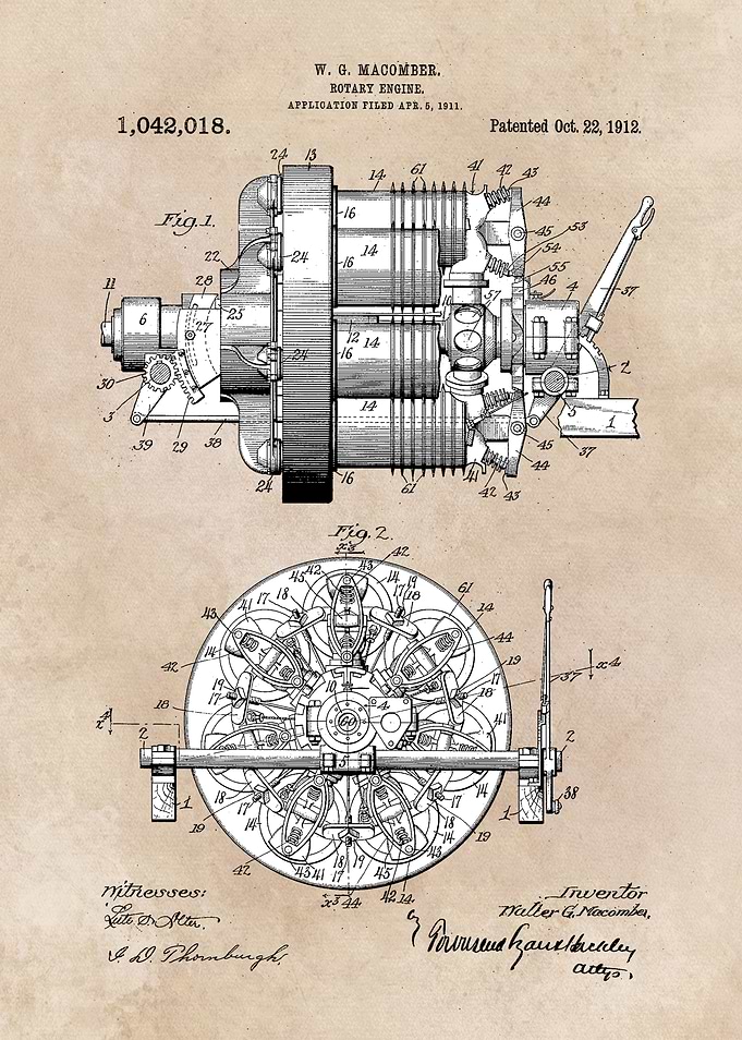 patent art Macomber 1912 Rotary Engine