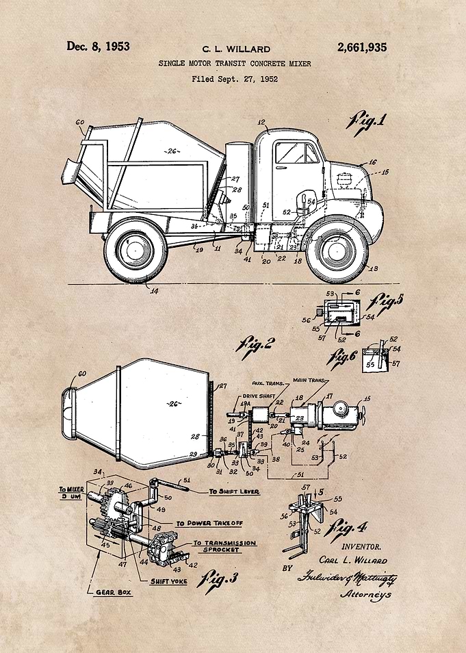 patent art Willard Single motor transit 1953