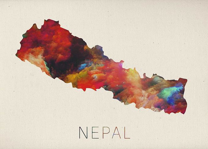 Nepal Watercolor Map
