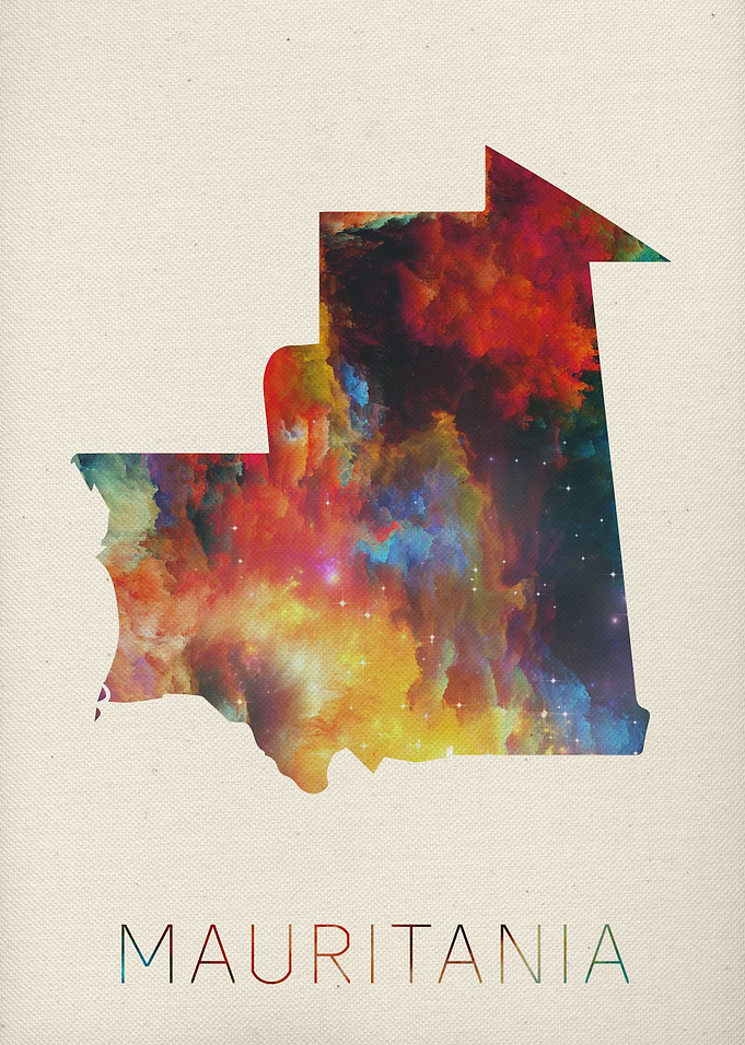 Mauritania Watercolor Map