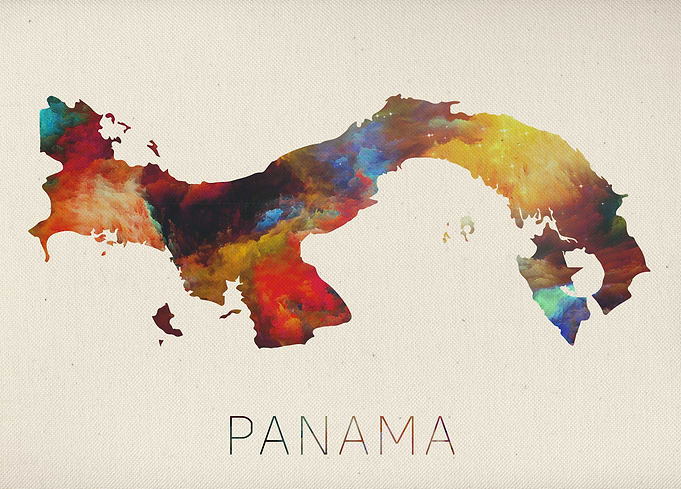 Panama Watercolor Map