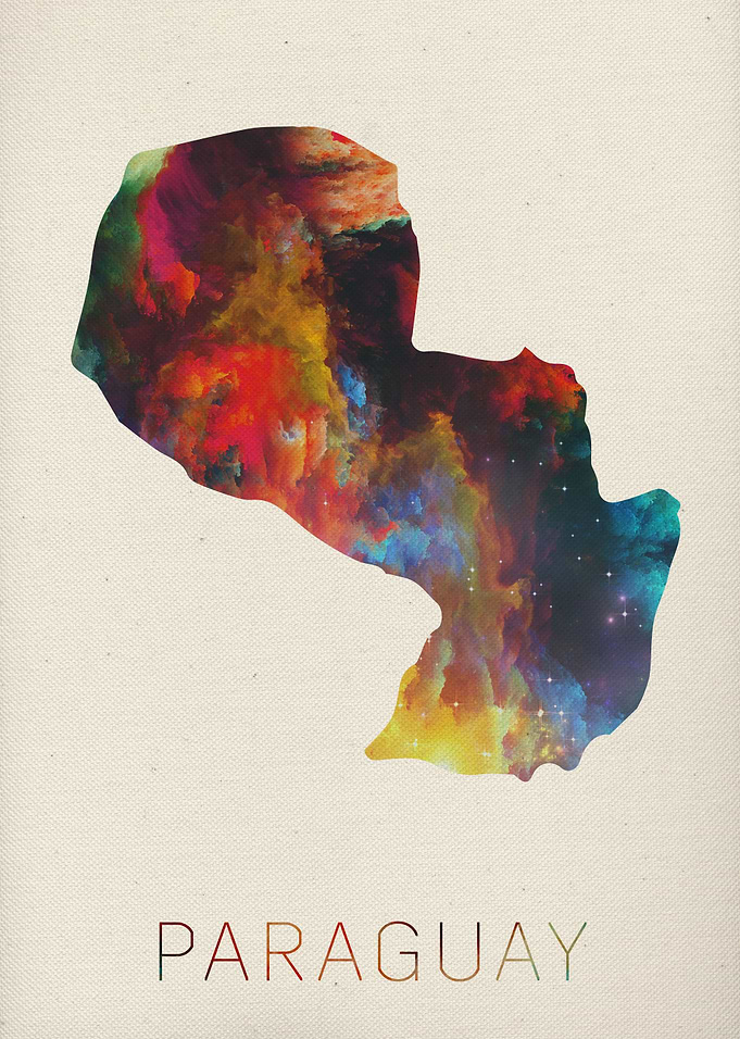 Paraguay Watercolor Map