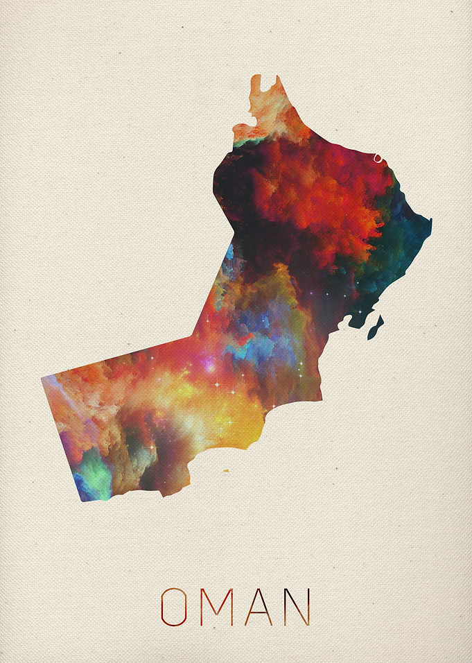 Oman Watercolor Map