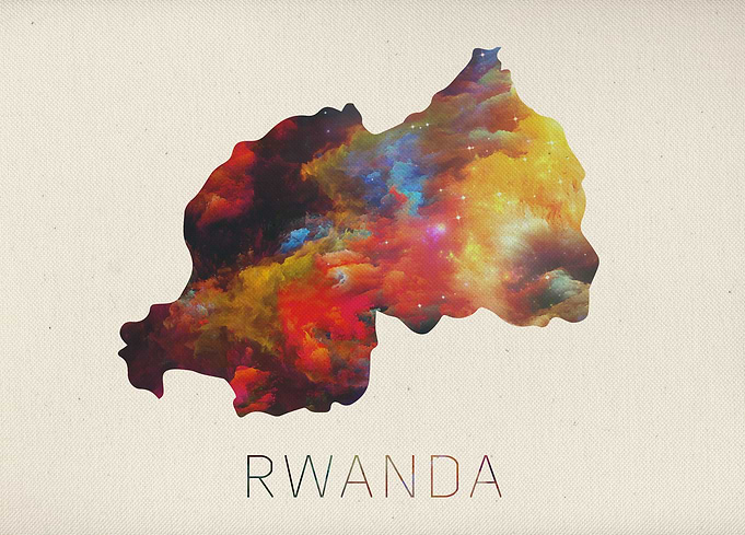Rwanda Watercolor Map
