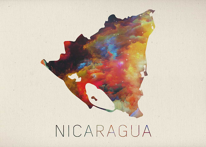 Nicaragua Watercolor Map