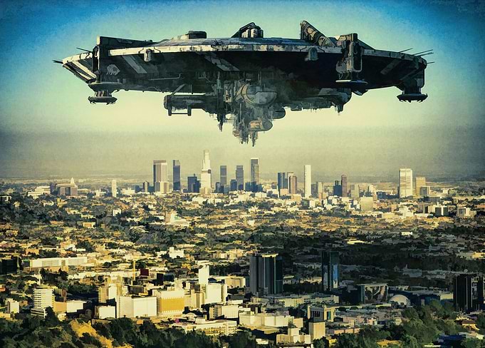 The alien ship over the Los Angeles by J.P. Voodoo