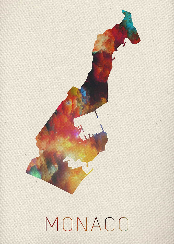 Monaco Watercolor Map