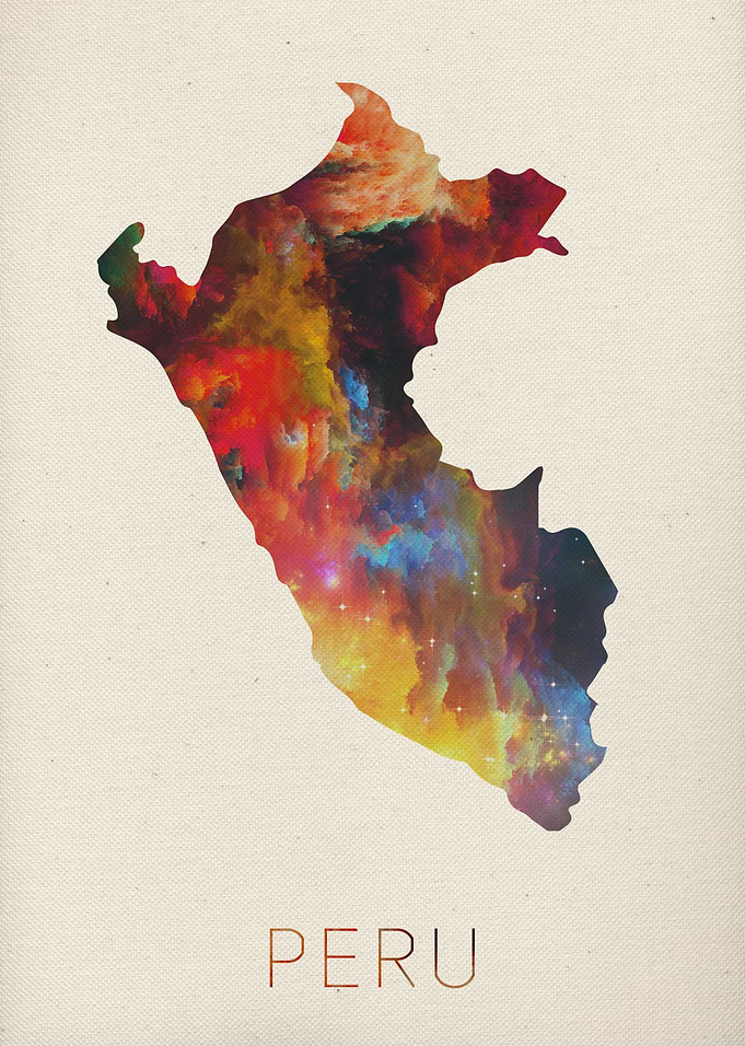 Peru Watercolor Map
