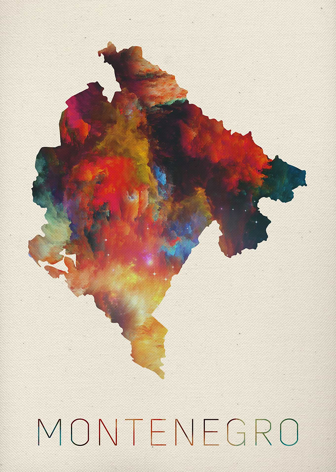 Montenegro Watercolor Map