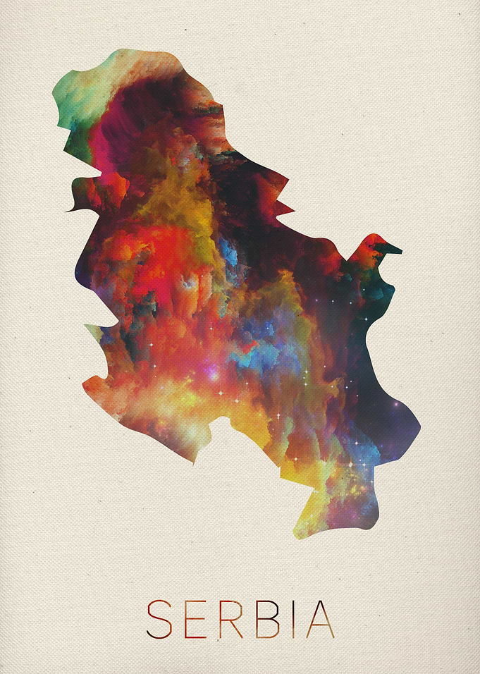 Serbia Watercolor Map