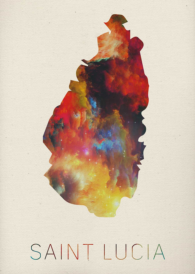 Saint Lucia Watercolor Map