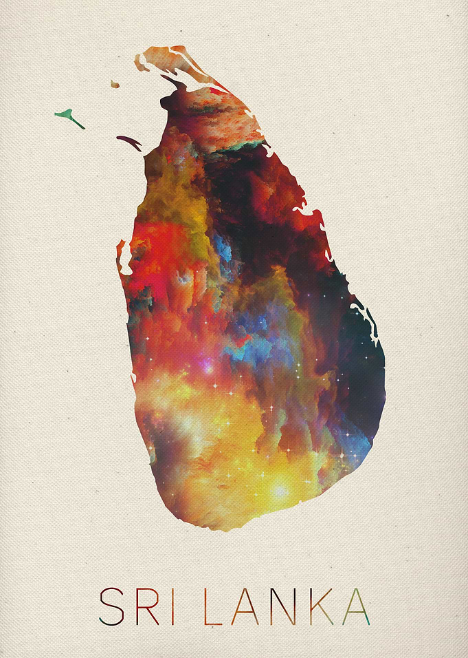 Sri Lanka Watercolor Map