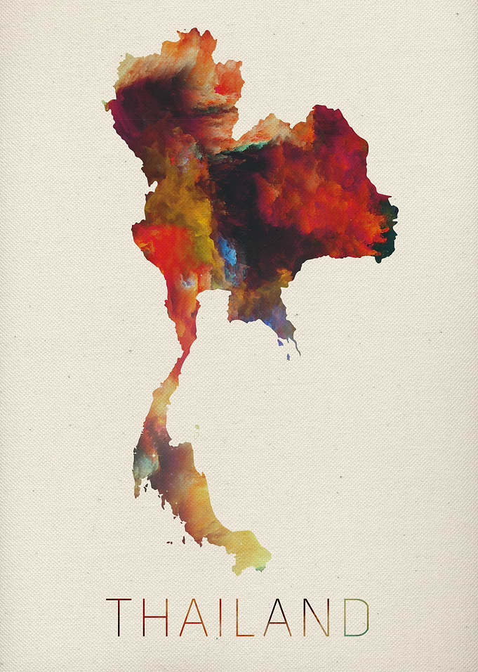 Thailand Watercolor Map