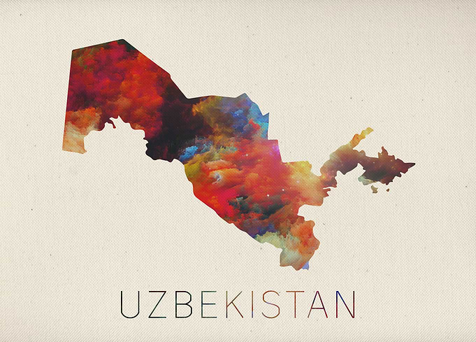 Uzbekistan Watercolor Map
