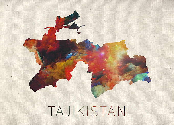 Tajikistan Watercolor Map