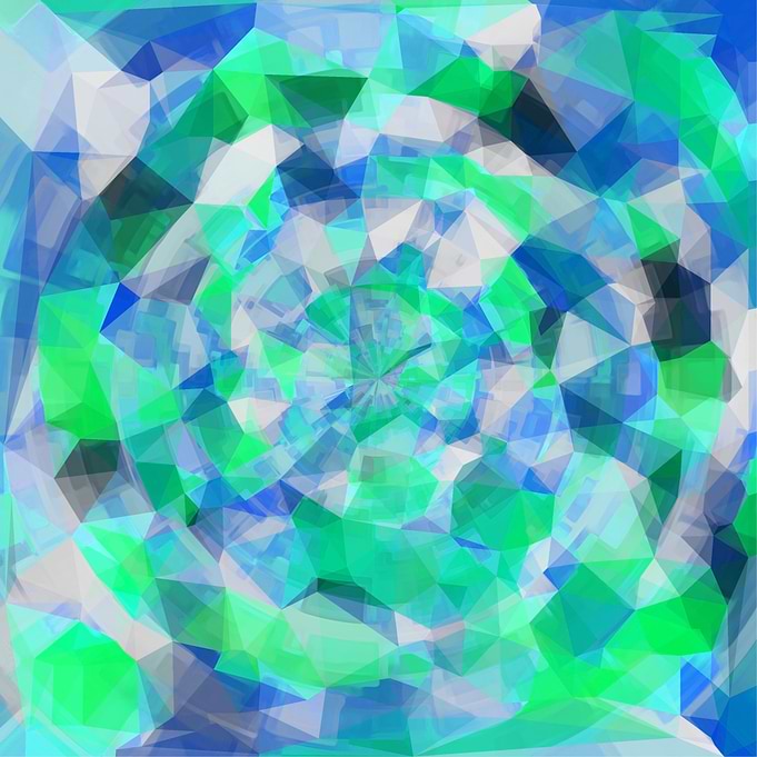 geometric polygon abstract pattern in blue and gre