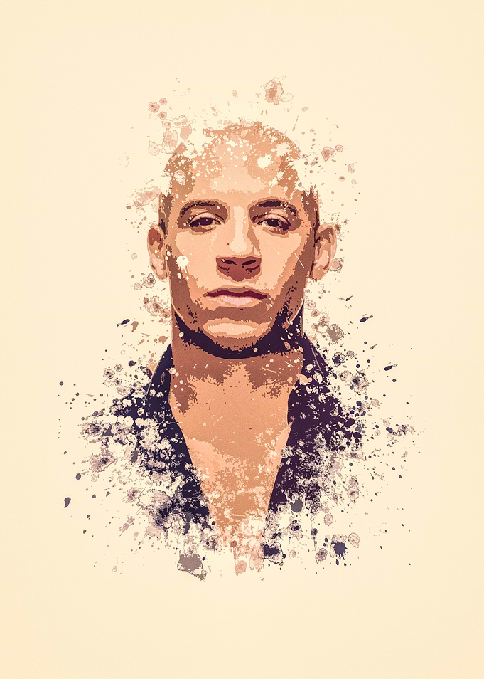 Vin Diesel splatter painting