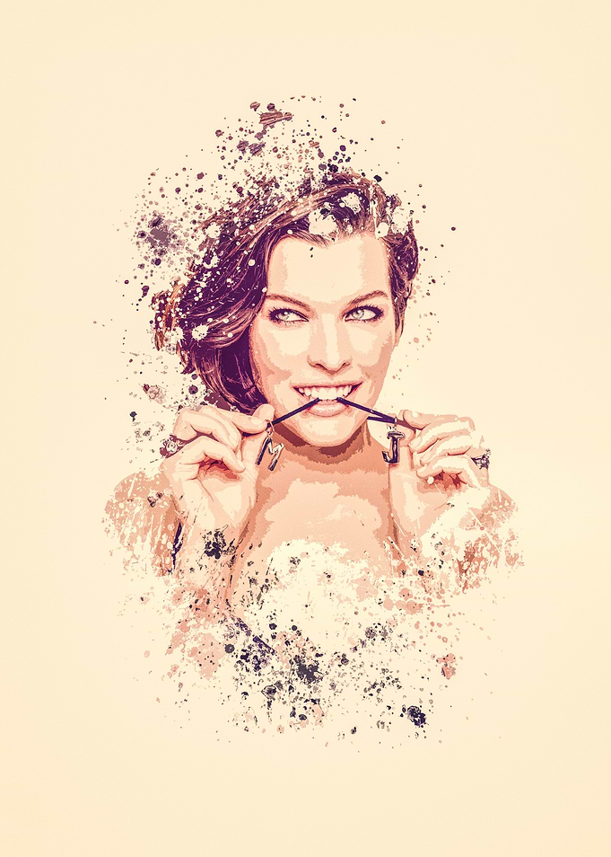 Milla Jovovich splatter painting
