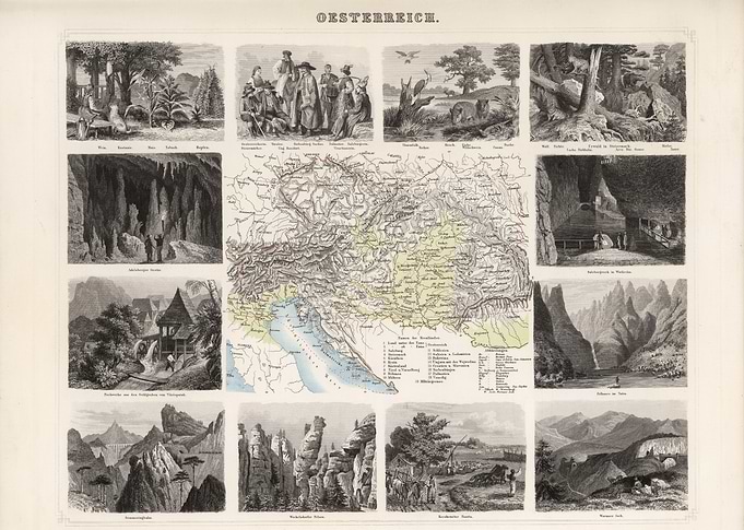 Austria vintage map - 1863