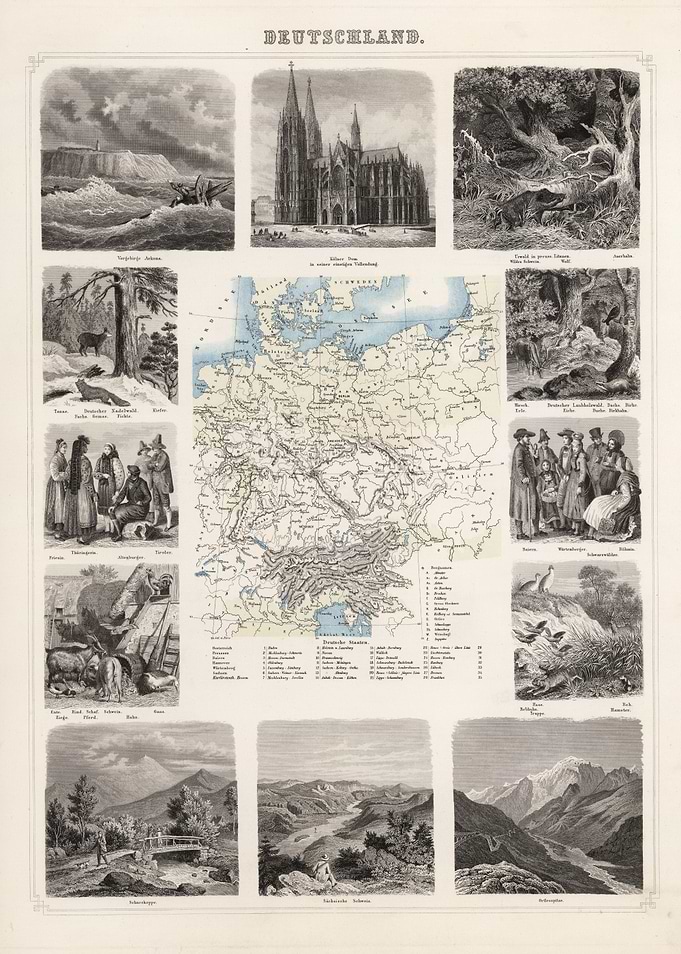 Germany vintage map - 1863