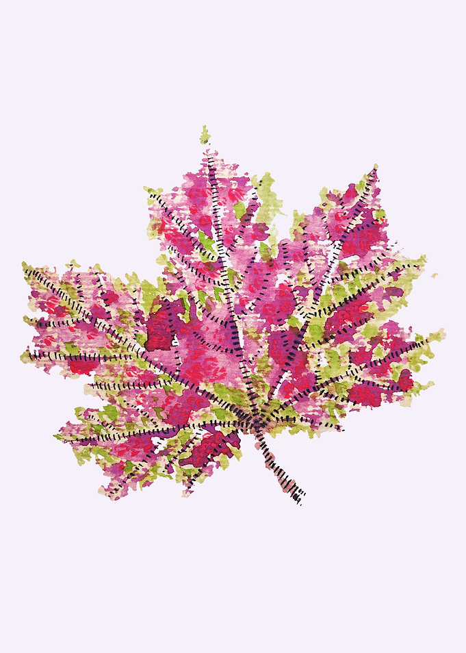 Abstract Colorful Watercolor Autumn Leaf