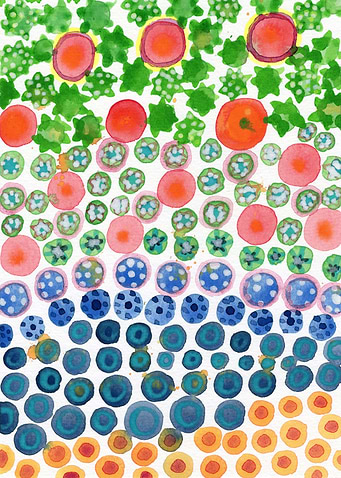 Playful Green Stars and Colorful Circles Pattern
