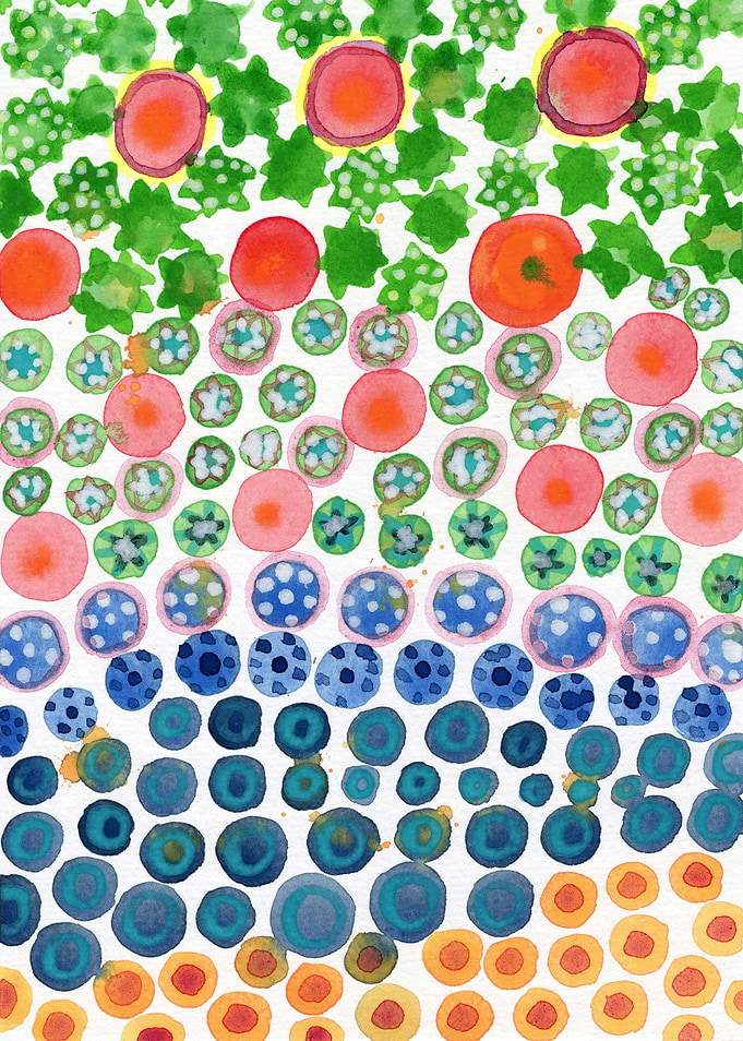 Playful Green Stars and Colorful Circles Pattern