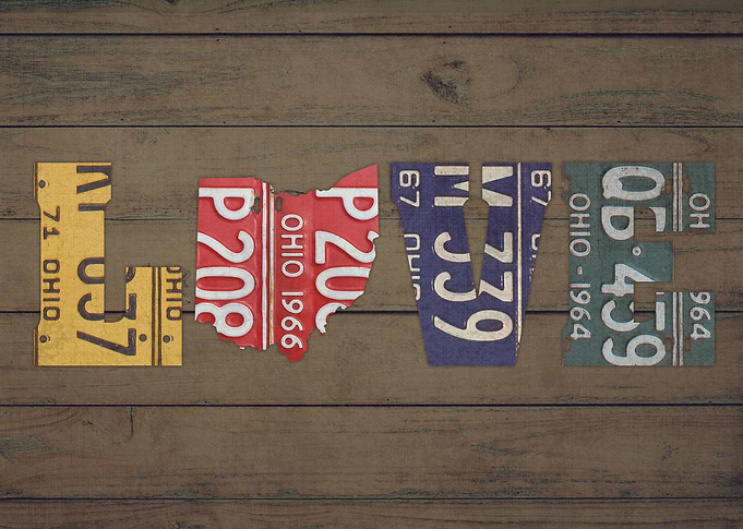 Ohio State Love License Plate Art Phrase