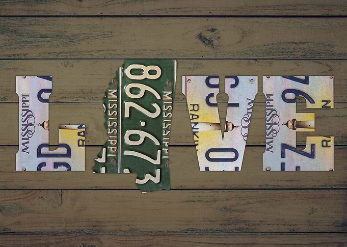 Mississippi State Love License Plate Art Phrase