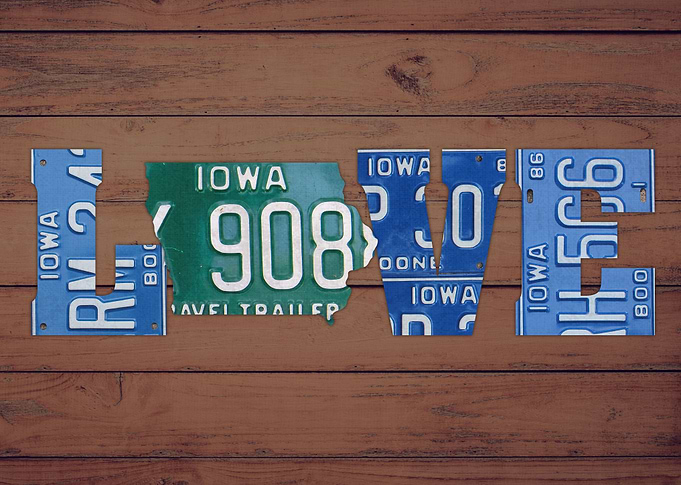 Iowa State Love Heart License Plates Art Phrase