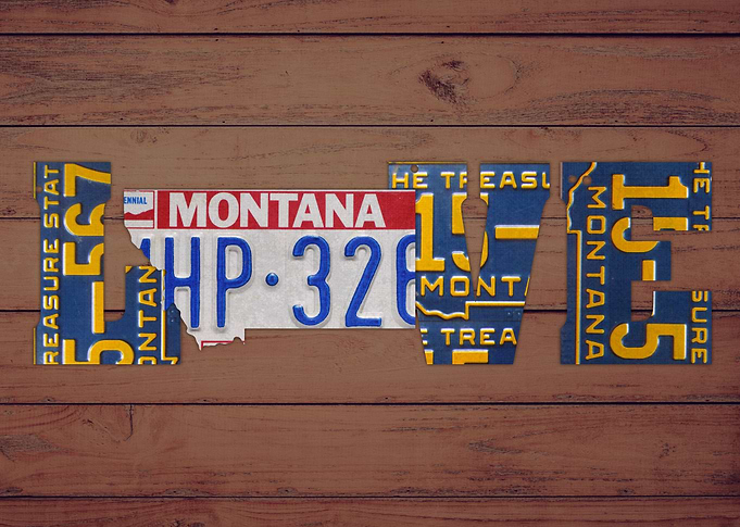 Montana State Love Heart License Plates Art Phrase