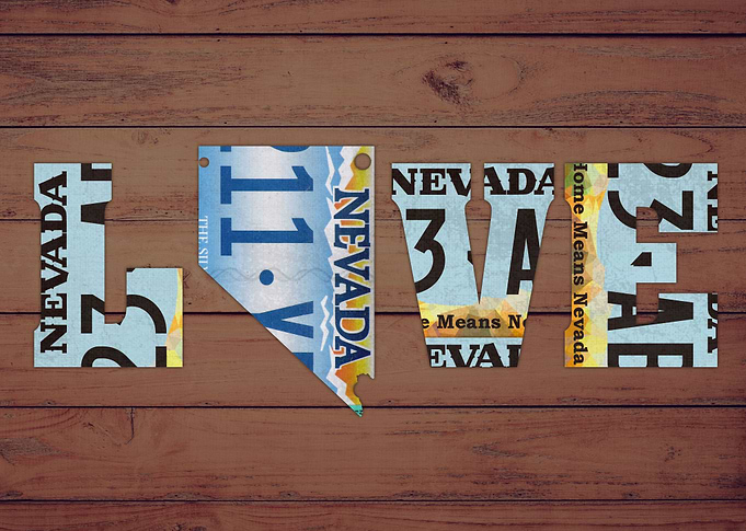 Nevada State Love License Plate Art Phrase
