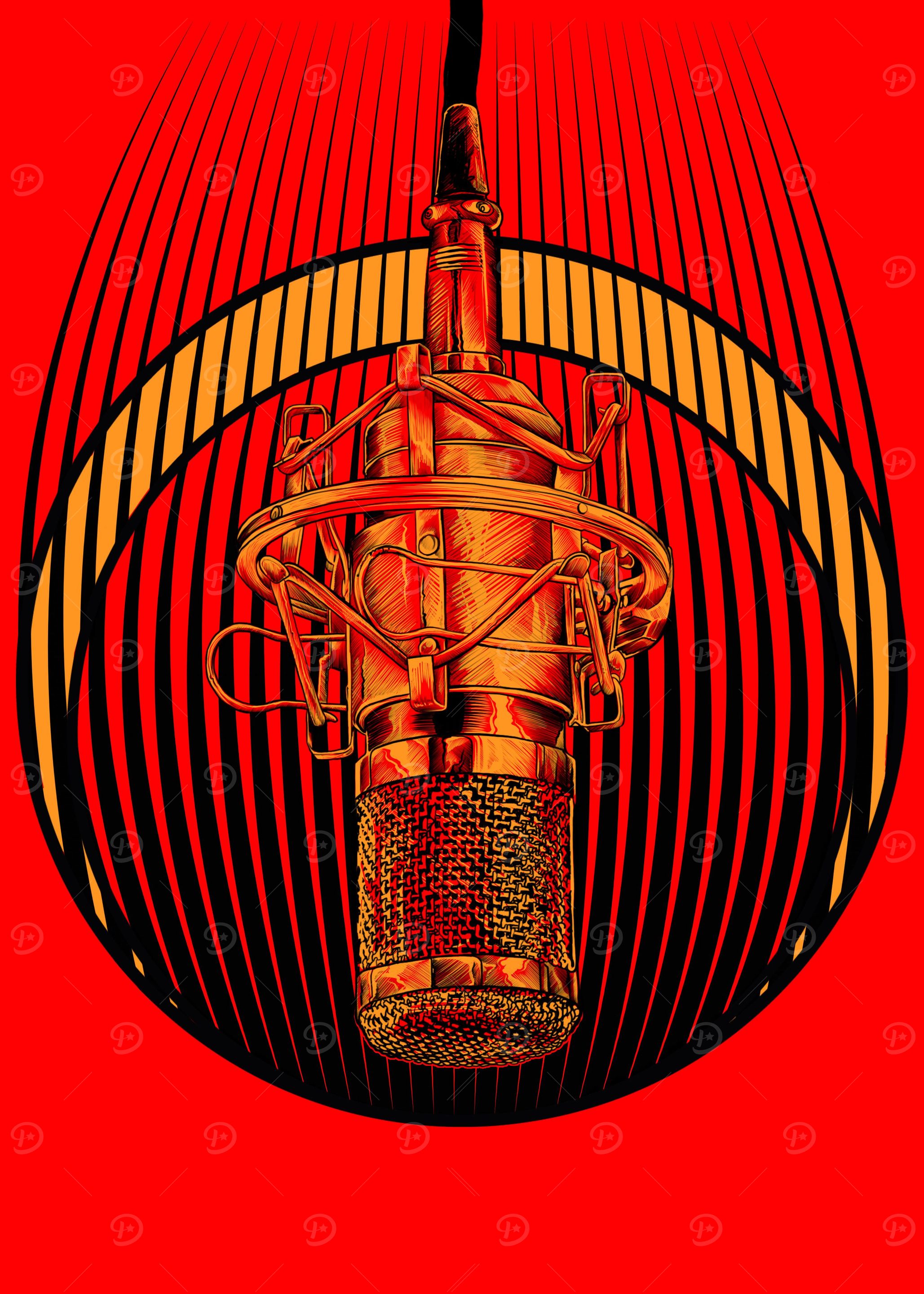 microphone red and gold