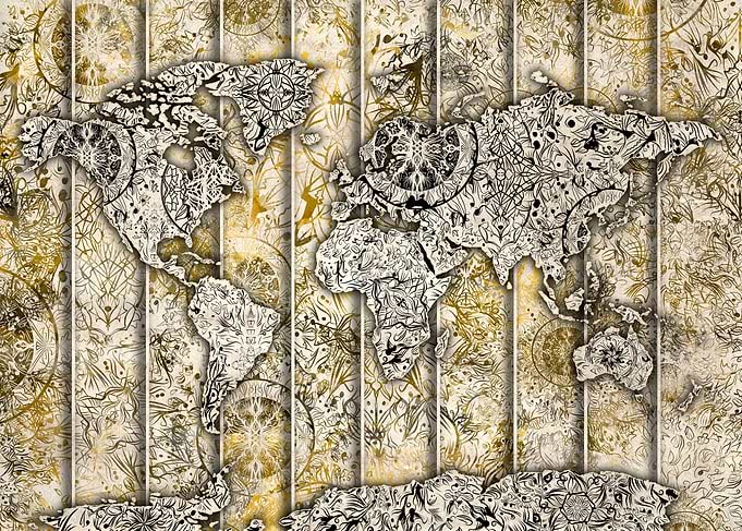 world map mandala vintage 2